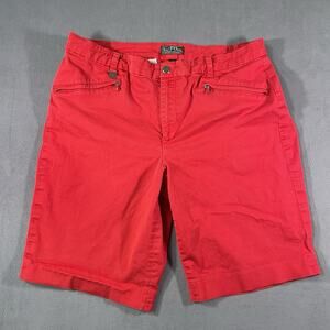 Lauren Ralph Lauren Red Classic Flat Front Pockets Chino Womens Shorts Size 12